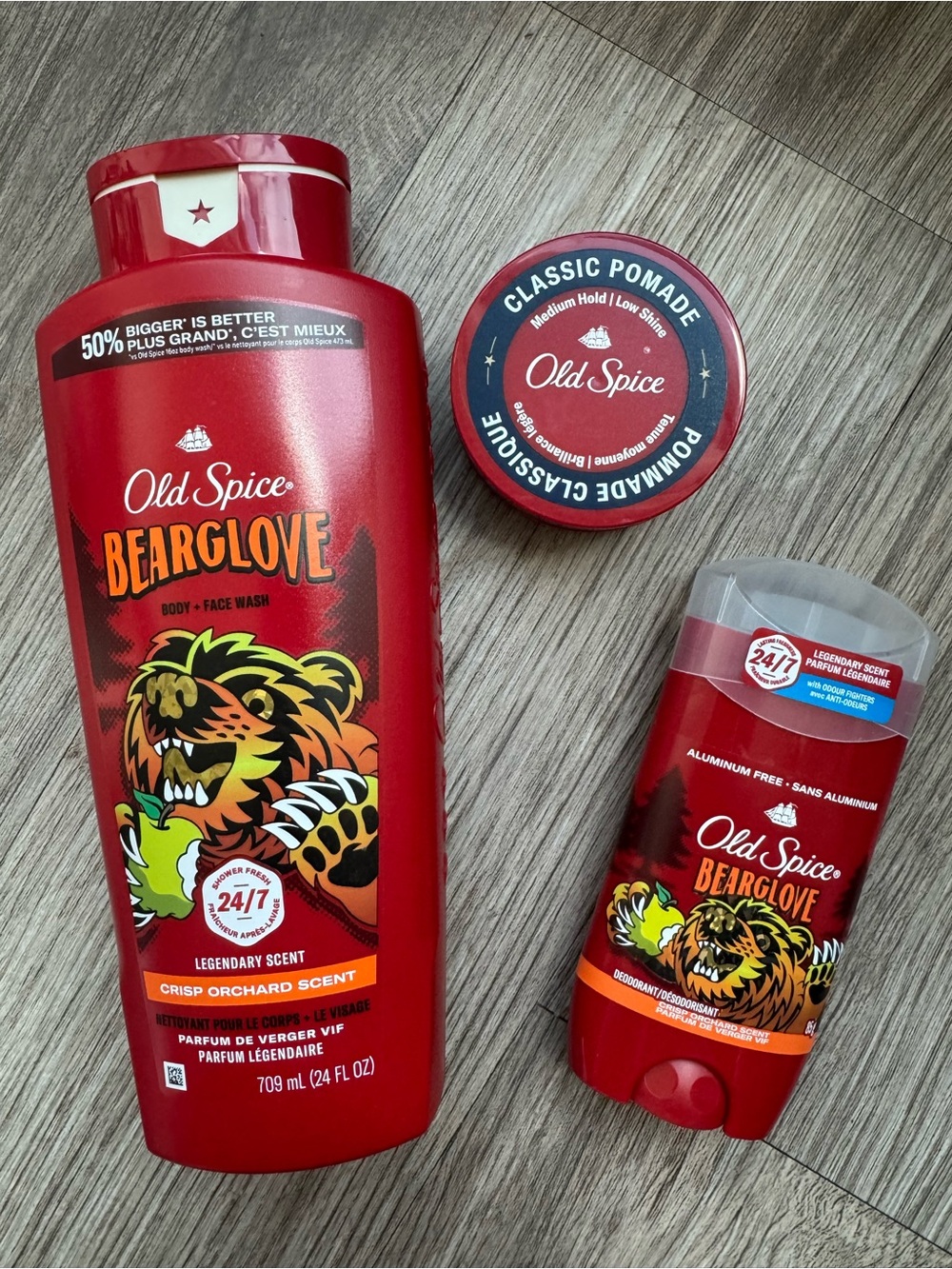 Old Spice Bearglove Grooming Bundle Body Wash Deodorant & Classic Pomade New